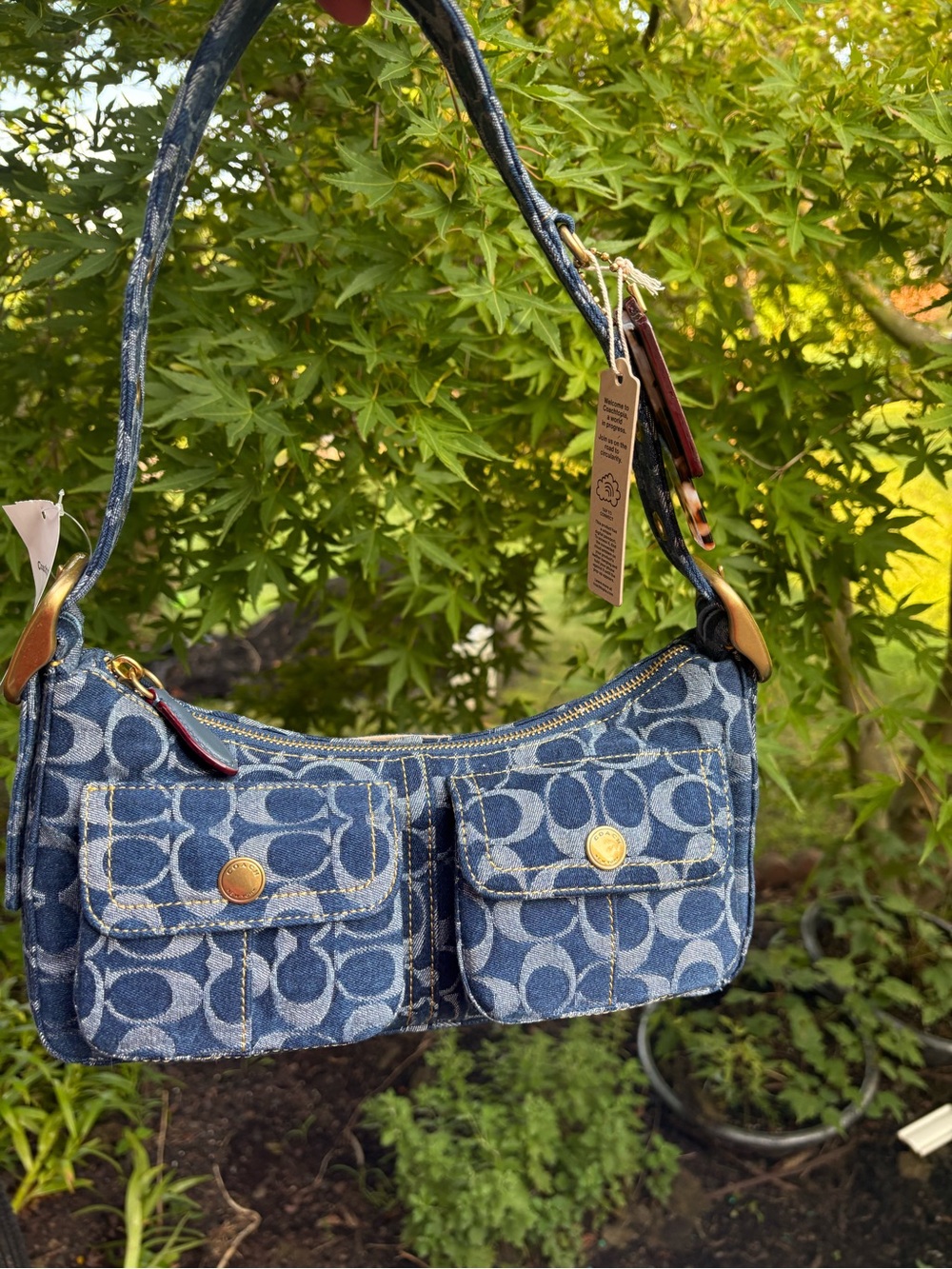 Coach Denim Signature Shoulder Bag - Blue